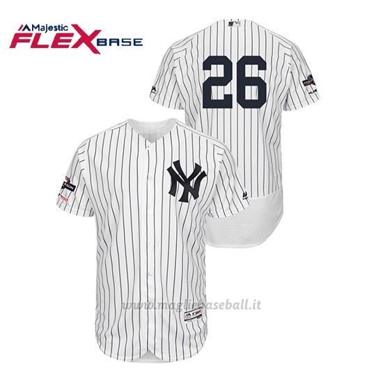 Maglia Baseball Uomo New Y Ork Yankees 26 Dj Lemahieu 2019 Postseason Flex Base Bianco